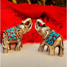 Antique German silver up trunk elephant pair 