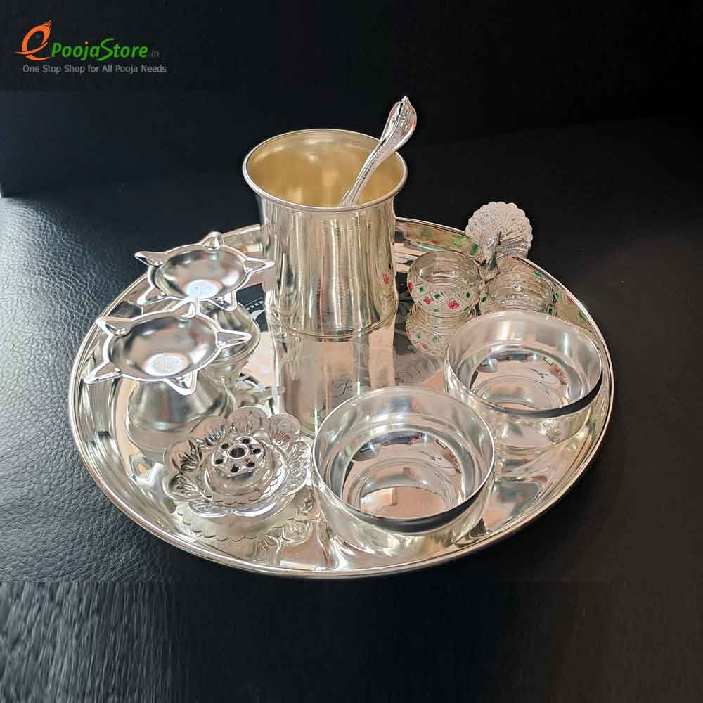 German Silver Pooja Thali Set