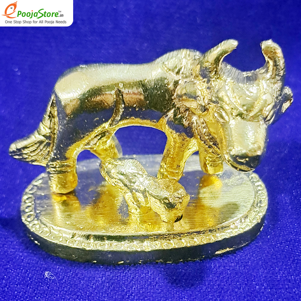 Pure Brass Cow and Calf Idol 